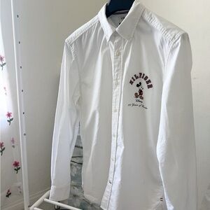 Tommy Hilfiger White Casual Button Down Shirt with Embroidered Logo